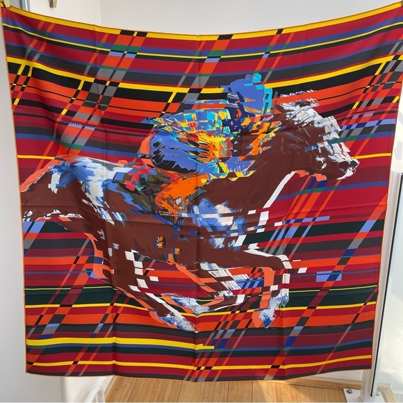 Hermes Accessories - HERMES 90cm Silk Scarf “Photo Finish” NEW